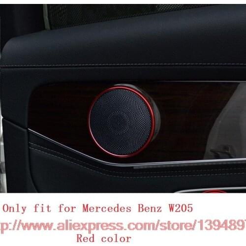 Angelguoguo 4pcs Aluminium alloy Car Audio Speaker Car Door Loudspeaker Trim Ring Cover For Mercedes-Benz 2015 2016 C Class W205