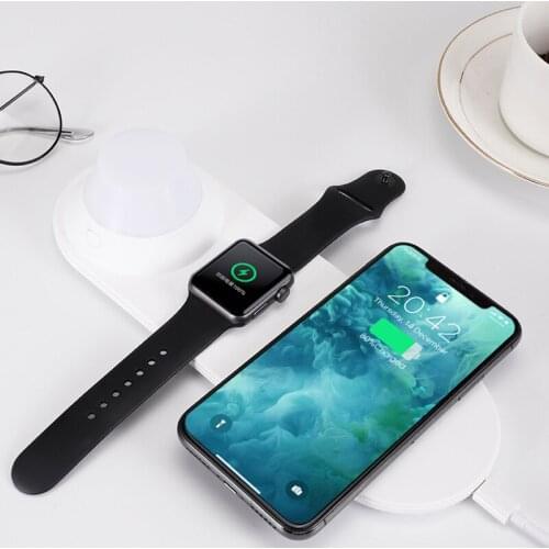 Phone Wireless Charger Quick Charging Smart Watch Charger with LED Night Light Table lamp three in one wireless charging EM88