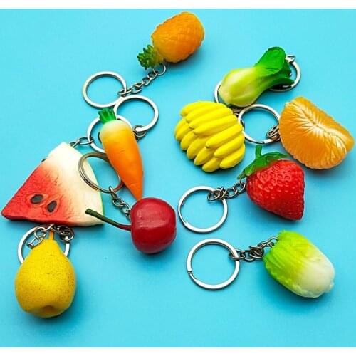 Creative gift environmental protection PVC simulation vegetable fruit pineapple banana keychain ring backpack pendant
