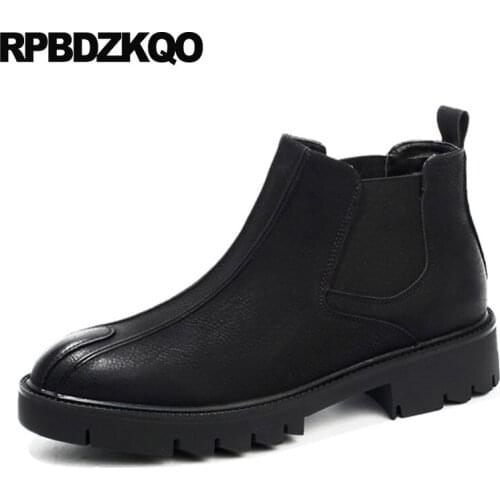 Chunky Chelsea Platform Black Fall Shoes Winter Men Boots With Fur 2018 Booties Ankle British Style Designer High Top Waterproof