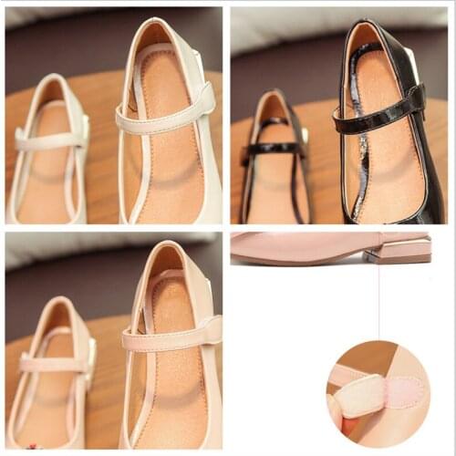 2020 Girls Rhinestone Embellished Bow Flats Square Heels Children PU Leather Princess Dress Shoes Toddler/Little/Big Kid