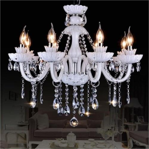 European White Crystal Chandeliers Nordic Modern LED Chandeliers For Living Room AC lustres de sala de cristal Home Decoration