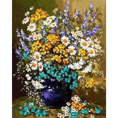 GATYZTORY 60x75cm Frame White Flower In Vase Oil Painting By Numbers For Adults On Canvas Home Decoration Wall Artwork Diy Gift