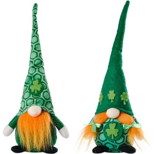 Irish Festiva Day Gnome Leprechaun Shamrock Handmade Swedish Tomte Plush Doll C