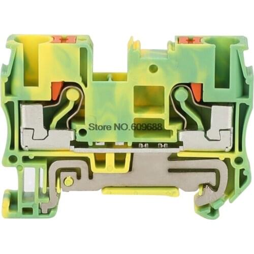 Din Rail Terminal Block PT-6PE Ground Spring Feed Through Connection Push In Screwless Wire Conductor PT6-PE