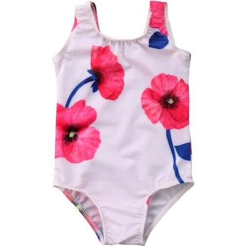 Kids Baby Girls Floral Printed Swimsuit Toddler Swimwear Swimming Suit One-piece Bikinis