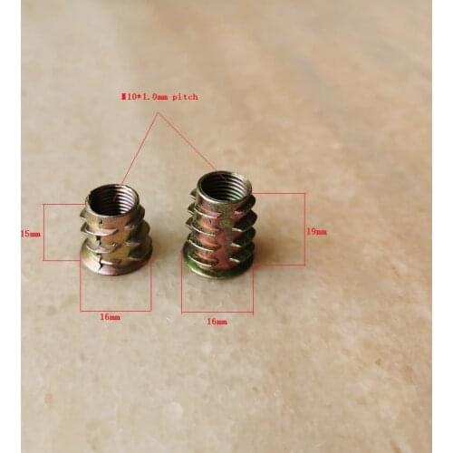 M10 Zinc Alloy Thread For Wood Insert Nut Flanged Hex Drive Head Furniture Nuts furniture embedded solid wood nuts