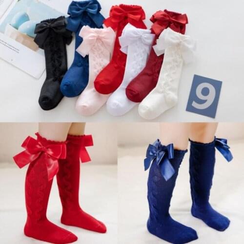 2021 Baby Girls Socks New Toddlers Girl Big Bow Knee High Long Soft Kids Socks Bowknot 100% Cotton Newborn Gilrs Warm Socks