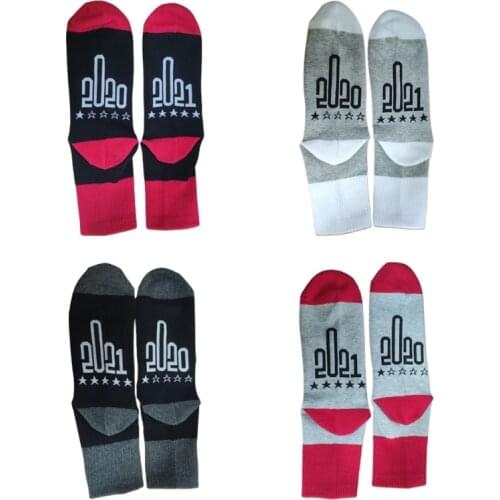 Men Women Novelty Funny Cotton Crew Socks 2020 2021 Middle Finger Star Printed Mid Tube Hosiery Christmas New Year Gifts