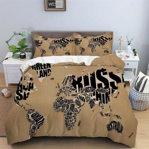 3D World Map Duvet Cover Set For Boy Nordic Child Cover Pillowcase Quilt Cover 90 Teenager Twin Queen King Bedspread Bed Set
