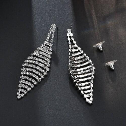 Stainless Steel Silver Simple Fashion Crystal Shiny Stud Earrings Women Exquisite Student Girlfriend Jewelry Accessories Gifts