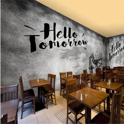 Retro 3D Gray Cement Wall Inspirational Slogan Wall Paper Bar Restaurant Office Industrial Decor Background Mural Wallpaper 3D