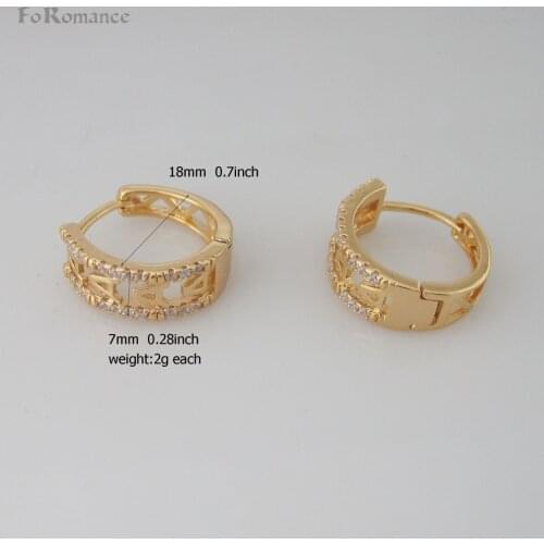 Foromance/ YELLOW GOLD GP OVERLAY HOOP 0.7" CZ STONE LETTER LETTERS INITIALS 26 ALPHABETS EARRING