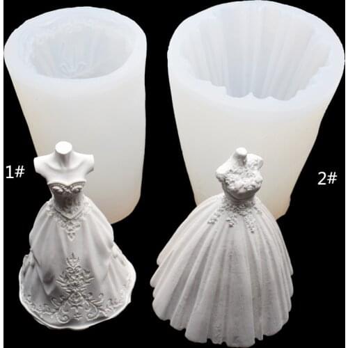 3d Wedding Dress Shape Silicone Molds Cake Chocolate Mold Wedding Cake Decorating Tools Fondant Sugar Craft Soap Candle Mould