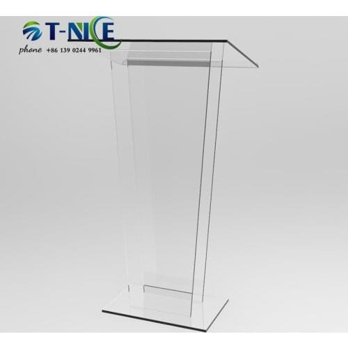 AKLIKEOrganic Glass Speech Podium Hotel Welcome Desk Reception Table Information Platform Host Emcees Lectern Receiving Station