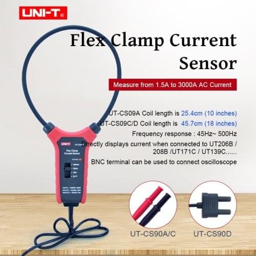 UNI-T UT-CS09A/UT-CS09C/UT-CS09D Flex Clamp Sensor; 3000A flexible AC ammeter, oscilloscope / multimeter current probe