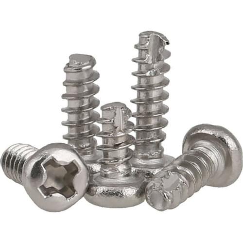 M2 M2.3 M2.6 M3 Phillips Pan Head Cutting Tail Tapping Screws 304 Stainless Steel PT Cross Round Head Self Drilling Small Screws