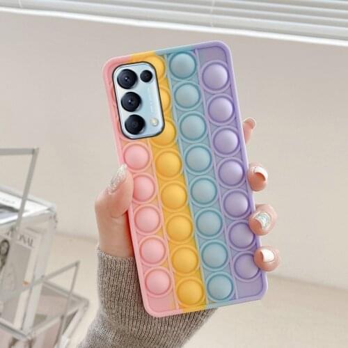 Zeallion for OPPO Reno 3 4 5 Pro A55 A53 A32 A92s A93 A72 A8 A9 A11 A11X Rainbow Soft Silicone Bubble Soft Case