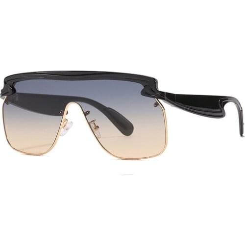 2021 Oversized Vintage Sunglasses Women One Piece Luxury Designer Sun Glasses Lady Square Goggle Oculos De Sol UV400