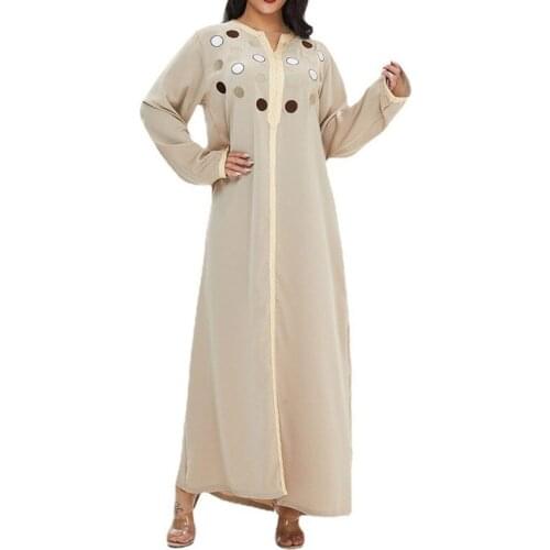Islam Turkey Long Dress Women Dubai Print Dot Elegant Vintage Long Sleeve Abaya 2021 new Kaftan Jellaba Moroccan Muslim Dress