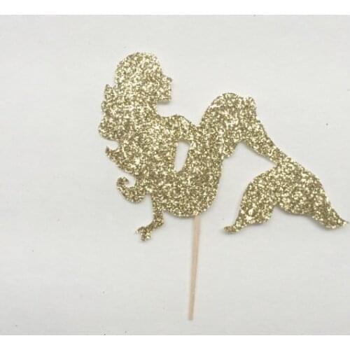 Gold Glitter Mermaid Under the Sea Cupcake Toppers birthday nautical Wedding Bridal Shower Engagement Party food picks