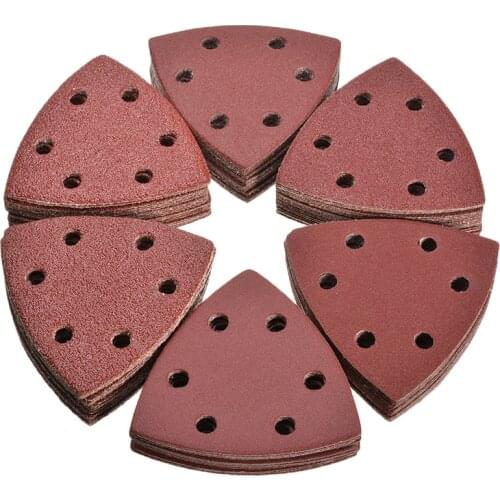 120Pcs 93mm Triangle Sandpaper 6 Holes Hole Disk Sand Sheets Grit 40~240 Hook and Loop Sanding Disc Adhesive Grinding Discs