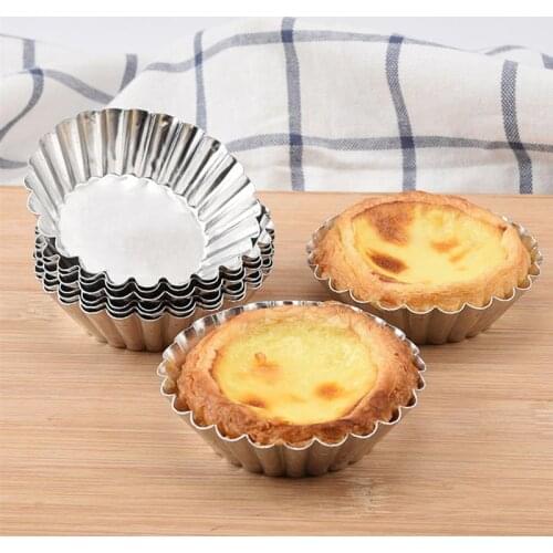 20PCS Reusable Egg Tart Portable stainless steel Durable Baking Cup Cake Molds Jelly Mold for Home Cafe Dessert Bakeware