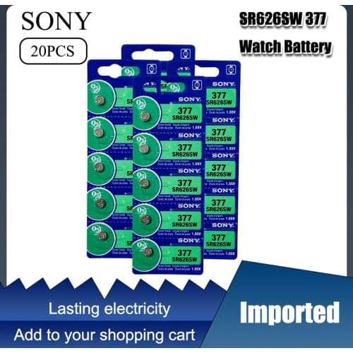 20pcs LONG LASTING 377 SR626SW SR626 AG4 Watch Battery ButtoLatest silver oxide watch battery for watch