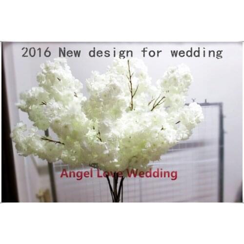 2016 NEW!! (20pcs/lot) Artificial flower Cherry blossom (114cm) more dense Home/wedding Decoration flowers 3 Colors Available