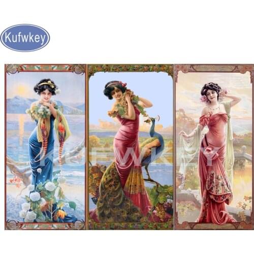 3pcs/set diamond painting Europe women new arrivals Diamond embroidery beauty diamond painting full square picture of rhinestone
