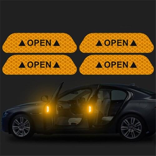 4PCS/set Car Door Sticker OPEN Reflective Tape Warning Mark Decal For Porsche Cayenne Macan Design 997 Panamera Cayman Universal