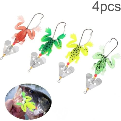 4pcs Frog Soft Baits 7cm 6g Sinking Bass Carp Artificial Spinner Spoon Bait Fishing Lures for Ocean Boat Fishing