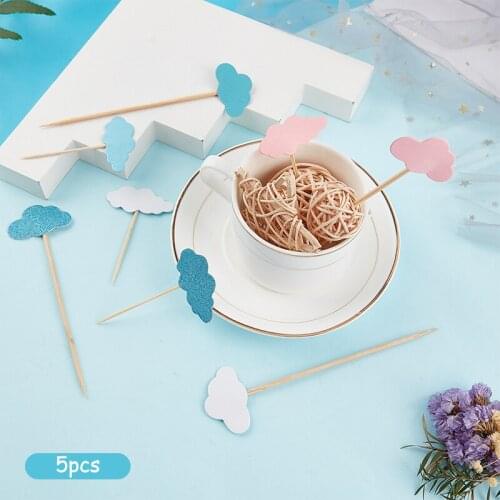 5pcs Cake Tool Cute Clouds Balloon Birthday Cupcake Insert Card Cake Baking Topper Decor 12 Style