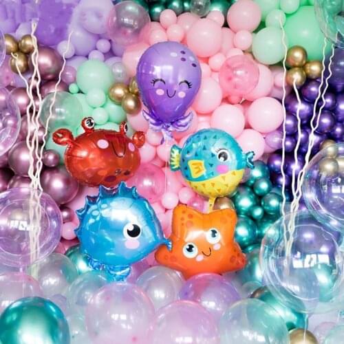 5pcs Cute Fish Sea Animal Balloons Starfish Sea horse Crab Dolphin Air Balloon Sea Theme Birthday Party Decorations Supplies