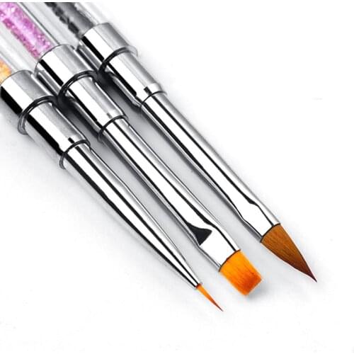 Acrylic Nail Brush Good Quality for 3D Nail Art Mink Brush Wood Handle Gel Builder Manicure Brush Double-Ended