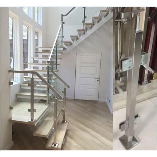 Freeshipping 304# Satin finished Square Glass Clamp Flat Surface Staircase Parts