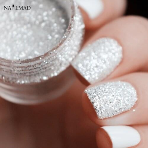 10ml Shiny Silver Nail Glitter Sequin White Glitter Powder Nail Art Powder Dust Fairy Dust Makeup Manicure Nail Decoration