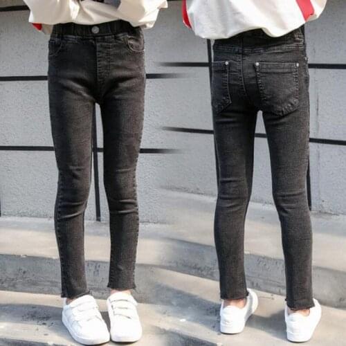 DFXD 2019 Spring Big Girls Jeans Pants New Fashion Long High Waist Skinny Jeans Children Clothing Kids Elastic Trousers 4-13Yrs