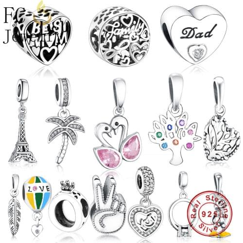 FC Jewelry Fit Original Pandora Charms Bracelet Authentic 925 Silver Paris Eiffel Tower Pendant Hanging Beads Berloque DIY Gift