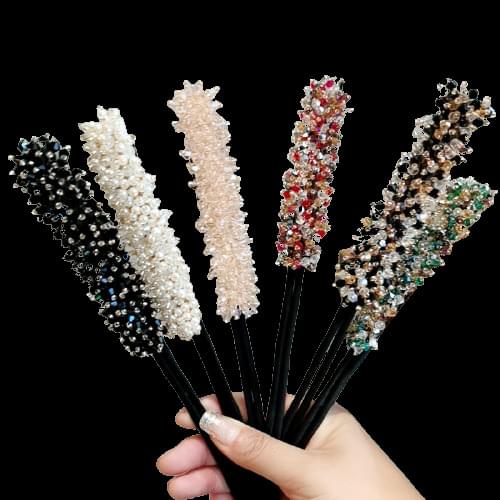 New Fashion Pearl Head Hair Dryer Women Flower Donut Bun Maker Big Crystal Ribbon DIY Hair Style Making Tools Hair Accessories