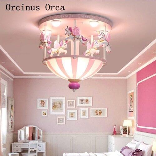Cartoon creative circus pink ceiling light Boy Girl Bedroom childrens room light romantic cute pony ceiling light
