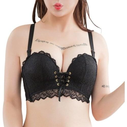 Lace Floral Padded Underwear Beauty Back Closure Lace Up Bra Fashion Sexy Drawstring Push Up Bras
