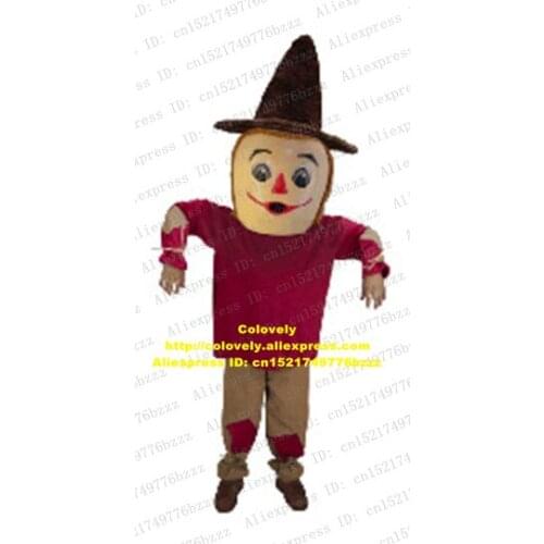 Cute Pink Scarecrow Jackstraw Straw Nan Mascot Costume Adult With Big Pink Open Mouth Long Black Curve Eyebros No.5393 Free Sh