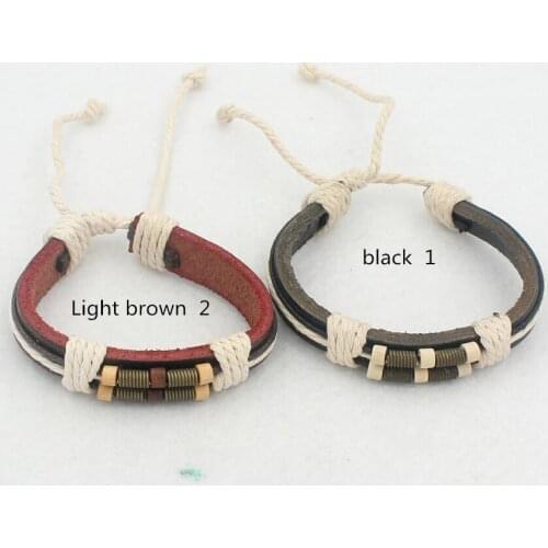 Fashion punk brief vintage Pu leather spring bracelet for women men gifts fj158