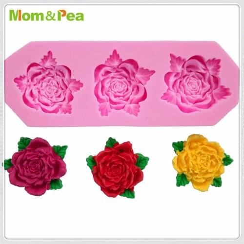 Mom&Pea MPA1891 3-Flower Shaped Silicone Mold Cake Decoration Fondant Cake 3D Mold Food Grade