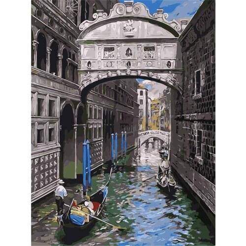 Scenery Street Landscape DIY Cross Stitch Embroidery 11CT Kits Needlework Craft Set Printed Canvas Cotton Thread Wholesale