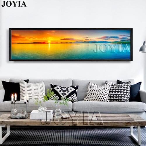 Nature Canvas Wall Art Landscape Painting Large Sunset Sea Panorama Seascape Decor Picture Panel Boards For Home Room (No Frame)