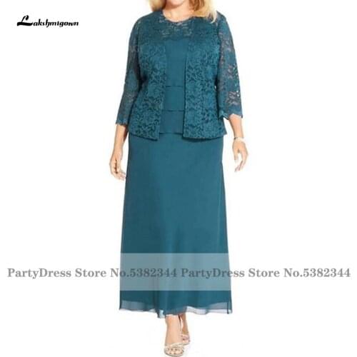 Lakshmigown Plus Size Mother Dress with Lace Jacket 2021 Vestidos Madrina Elegant Women Long Party Gowns Tea Length