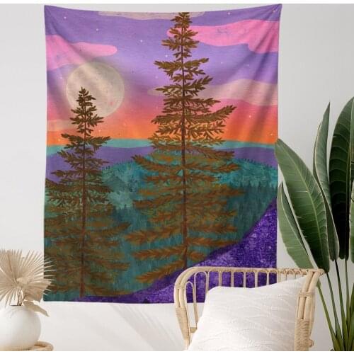 Psychedelic Small Monet Scenic Painting Tapestry Wall Hanging Abstract Painting Art Wall Hanging Beautiful Landscape Dorm Decor