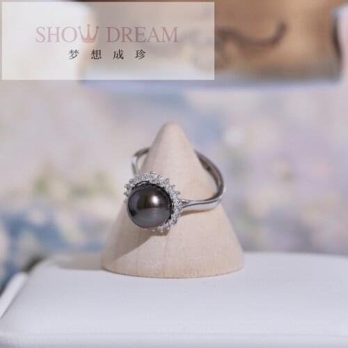 SHOWDREAM Trendy S925 Silver Zircon Rings atural Seawater Pearl Ring Open Adjustable Ring Fashion Jewelry Gifts